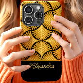 Black Gold Retro 1920er Gatsby Palms Script Name Case-Mate iPhone Hülle