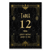 Black Gold Roaring 20er Art Deco Hochzeit Tischnummer (Rückseite)