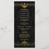 Black Gold Roaring 20er Jahre Art Deco Hochzeitspr Programm (Rückseite)