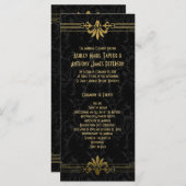 Black Gold Roaring 20er Jahre Art Deco Hochzeitspr Programm (Vorne/Hinten)