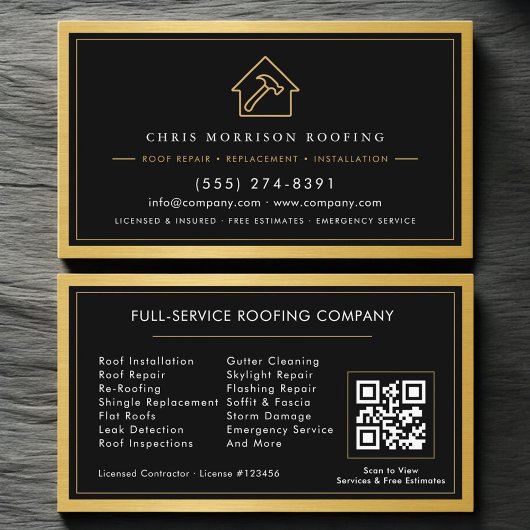 Black Gold Roofing Construction Services QR Code Visitenkarte