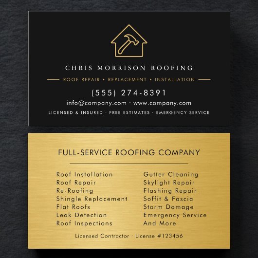 Black Gold Roofing Roofer Company Business Card Visitenkarte