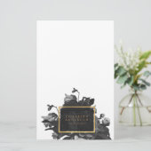 Black Gold Rose Bouquet Briefpapier (Stehend Vorderseite)