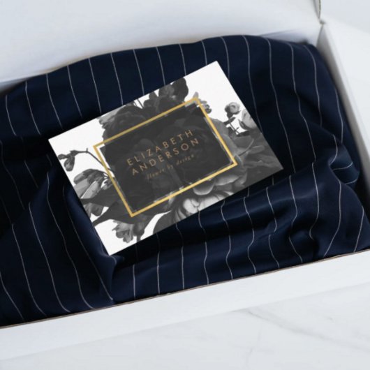 Black Gold Rose Bouquet Business Card Visitenkarte