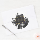 Black Gold Rose Bouquet Business Runder Aufkleber (Umschlag)
