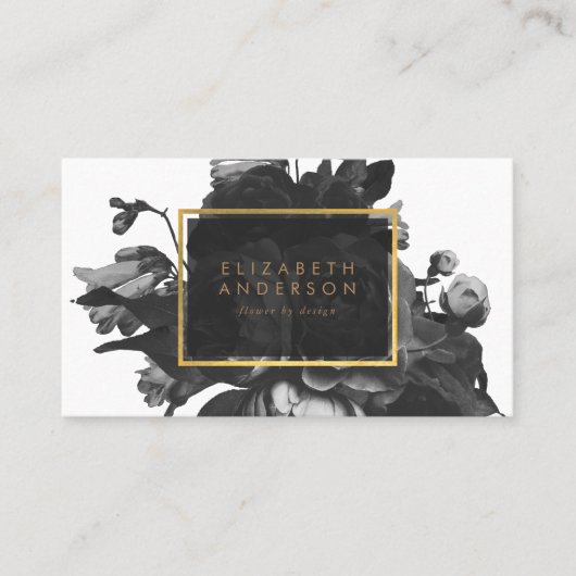 Black Gold Rose Bouquet Empfehlungskarte (Vorderseite)