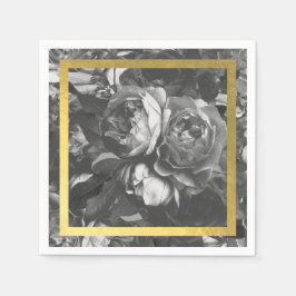 Black Gold Rose Bouquet Hochzeitstisch Napkins Serviette