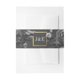 Black Gold Rose Bouquet Wedding Einladungsbanderole