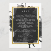 Black Gold Rose Bouquet Wedding Menu Menükarte (Vorderseite)