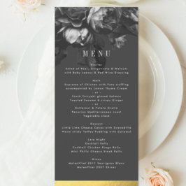 Black Gold Rose Bouquet Wedding Menu Menükarte