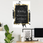 Black Gold Rose Bouquet Wedding Willkommens Poster (Heimbüro)