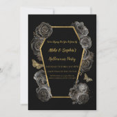 Black & Gold Rose Coffin Erwachsenes Halloween-Par Einladung (Vorderseite)