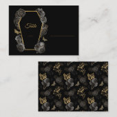Black & Gold Rose Coffin Gothic Hochzeitsmuster Platzkarte (Vorne/Hinten)