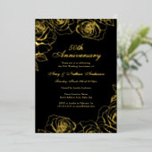Black Gold Rose Garden 50. Hochzeitstag Folieneinladung (Stehend vorne)