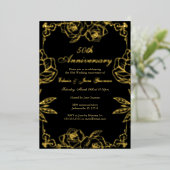 Black Gold Rose Garden 50. Hochzeitstag Folieneinladung (Stehend vorne)
