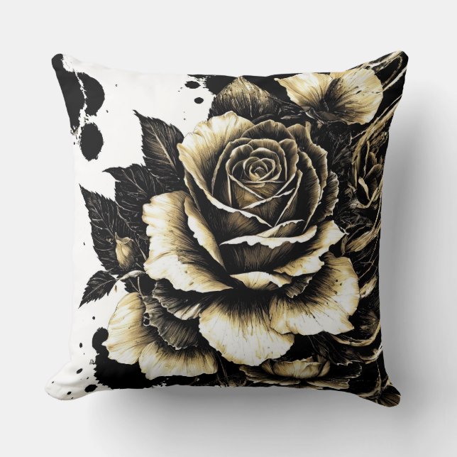 Black Gold Rose Kissen (Vorderseite)