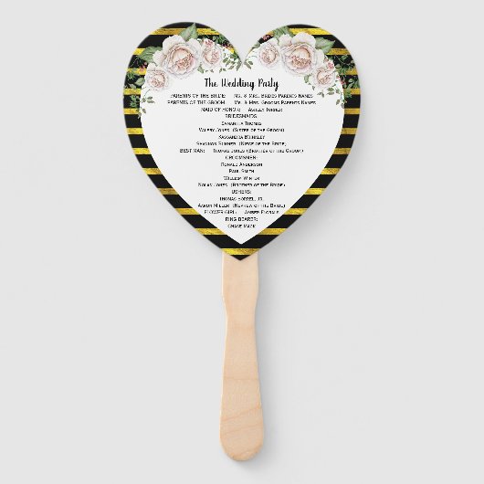 Black Gold Roush Roses Hochzeitsprogramm Fan Fächer (Rückseite)