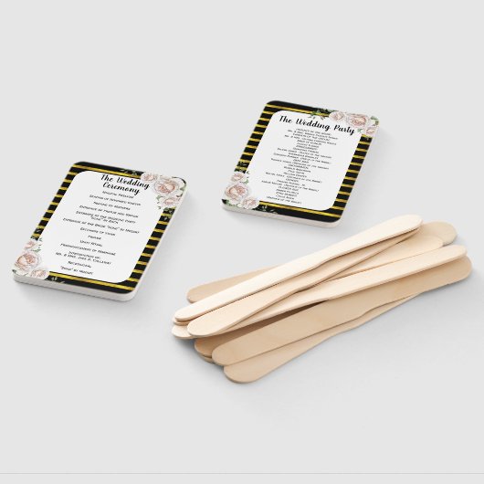 Black Gold Roush Roses Hochzeitsprogramm Fan Fächer (Non-assembled)