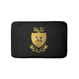 Black & Gold Royal Emblem Shield Monogram Badematte