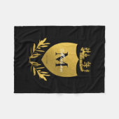 Black & Gold Royal Emblem Shield Monogram Fleecedecke (Vorderseite (Horizontal))