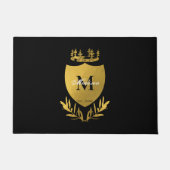 Black & Gold Royal Emblem Shield Monogram Fußmatte (Vorderseite)