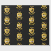Black & Gold Royal Emblem Shield Monogram Geschenkpapier (Flach)