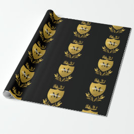 Black & Gold Royal Emblem Shield Monogram Geschenkpapier