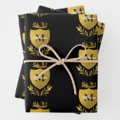 Black & Gold Royal Emblem Shield Monogram Geschenkpapier Set (Beispiel)