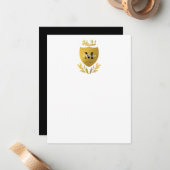 Black & Gold Royal Emblem Shield Monogram Mitteilungskarte (Vorderseite/Rückseite Beispiel)