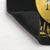 Black & Gold Royal Emblem Shield Monogram Mousepad (Ecke)