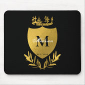 Black & Gold Royal Emblem Shield Monogram Mousepad (Vorne)