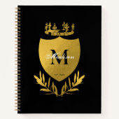 Black & Gold Royal Emblem Shield Monogram Notizblock (Vorderseite)
