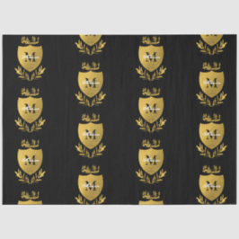 Black & Gold Royal Emblem Shield Monogram Seidenpapier