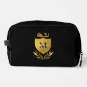 Black & Gold Royal Emblem Shield Monogram Waschbeutel (Vorderseite)