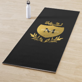 Black & Gold Royal Emblem Shield Monogram Yogamatte