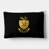 Black & Gold Royal Emblem Shield Monogram Zubehörtasche (Rückseite)