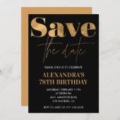 Black Gold Save the Date 78. Geburtstag Einladung (Vorne/Hinten)