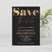 Black Gold Save the Date 83. Geburtstag Einladung (Stehend Vorderseite)