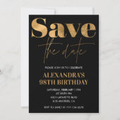 Black Gold Save the Date 98. Geburtstag Einladung (Vorderseite)