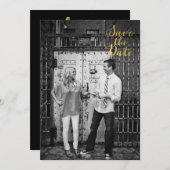 Black & Gold Save the Date Typografie Einladung (Vorne/Hinten)