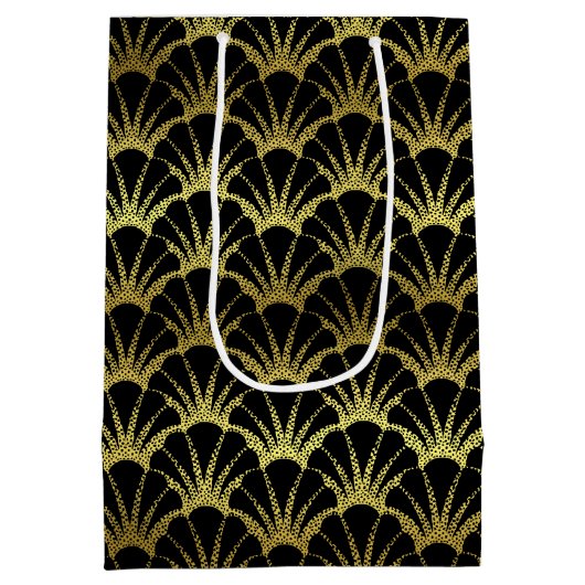 Black Gold Scallop Muscheln Klassische Deko Skalie Mittlere Geschenktüte (Rückseite)