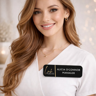 Black & Gold Schönheits-Name-Tag | Luxus-Abzeichen Namensschild