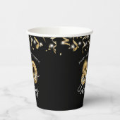 Black Gold Script Ballon Streamers zum 80. Geburts Pappbecher (Links)