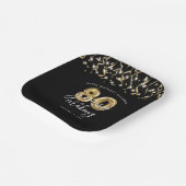 Black Gold Script Ballon Streamers zum 80. Geburts Pappteller (Gewinkelt)