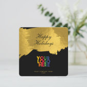 Black Gold Script Business Logo Weihnachtskarte (Stehend Vorderseite)