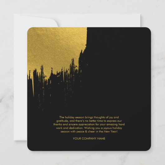 Black Gold Script Business Logo Weihnachtskarte (Rückseite)