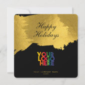 Black Gold Script Business Logo Weihnachtskarte (Vorderseite)