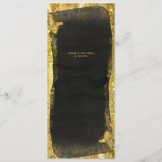 Black & Gold Script Calligraphy Glam Menükarte (Rückseite)