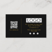 Black Gold Script Calligraphy Signature QR Code Visitenkarte (Rückseite)