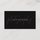 Black Gold Script Calligraphy Signature QR Code Visitenkarte (Vorderseite)